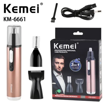 Kemei KM-6661 электрический очиститель для волос в носу многофункциональный очиститель для волос в носу 3-в-1 оптом