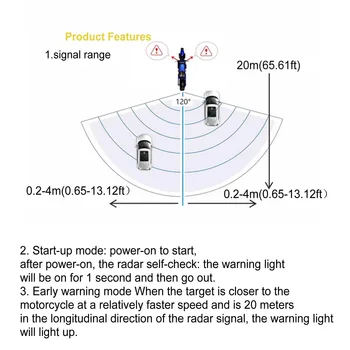 Система помощи при смене датчика с частотой миллиметровых волн 24 ГГц, мониторинг слепых зон, обнаружение слепых зон на мотоцикле