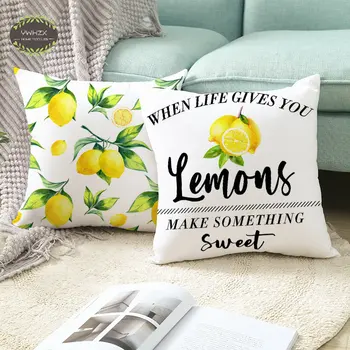 Желто-Лимонная Наволочка, чехол для подушки, Поясное растение, Скандинавские наволочки для гостиной, диван, Автомобиль, Больница, украшение дома