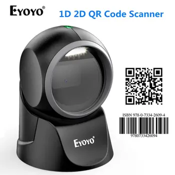 Настольный сканер штрих-кодов Eyoyo 1D 2D С автоматическим сканированием, всенаправленный считыватель штрих-кодов без помощи рук, сканер QR-платформы