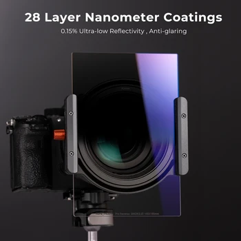 K & F Concept 100 * 150 мм Обратный GND8 серии Nano (0,9 / 3 упора) Квадратный фильтр RGND8 с 28 многослойными покрытиями для объектива камеры