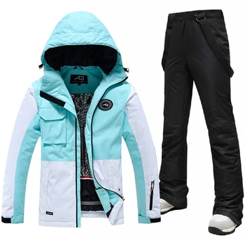 Женский лыжный костюм, плотная теплая ветрозащитная водонепроницаемая лыжная куртка, комплект брюк, Женские костюмы для сноуборда, Зимние брюки, верхняя одежда