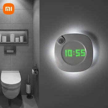 Youpin Туалетный Ночник С Часами Батарея USB Лампа С Датчиком Движения Светодиодный Светильник Для Туалета, Ванной Комнаты, Шкафа, Магнитных Настенных Светильников