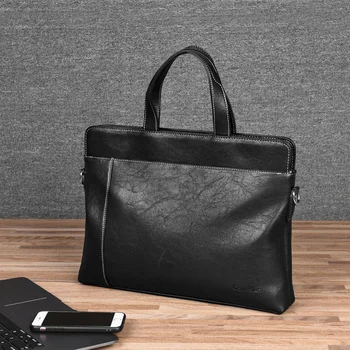 Новый мужской портфель из воловьей кожи, сумка из натуральной кожи, деловая сумка через плечо, сумка для ноутбука, мужская сумка для файлов