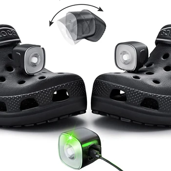 2 шт, перезаряжаемые фонари для Croc, супер яркие фары для обуви Croc, 4 осветительных АБС-фонарика для ходьбы и бега