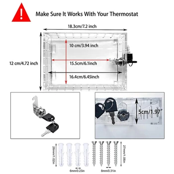 Блокиратор термостата с ключом, Прозрачная защита термостата для термостата на стене, подходит для термостатов размером 6,5 дюйма В X 3,9 Дюйма Ш X 2 дюйма Г